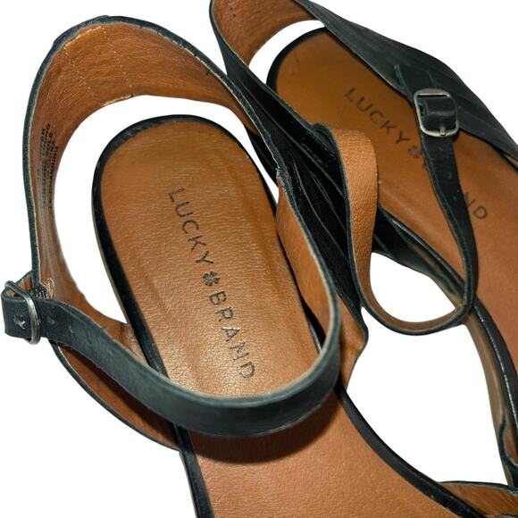 Lucky Brand Black Leather Sandals - Picture 4 of 6